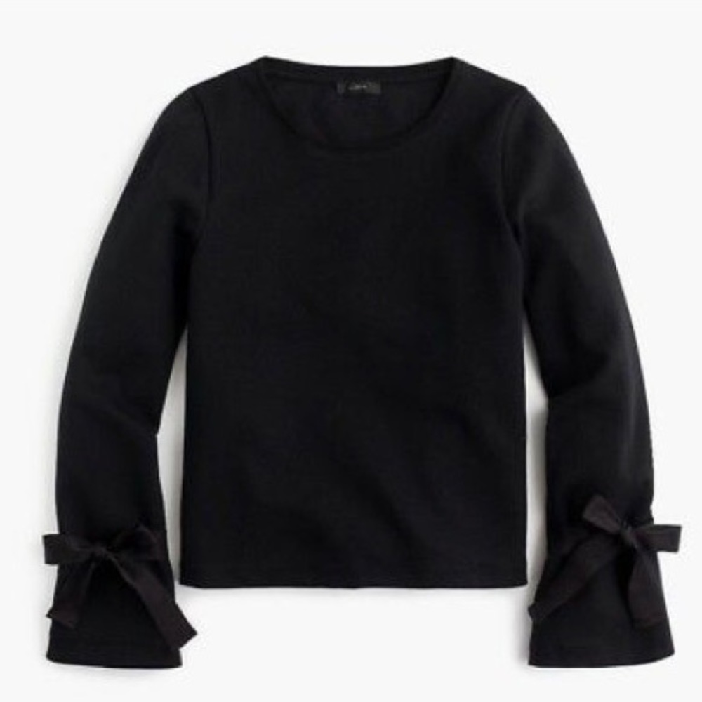 J Crew Black Crewneck with Tie Sleeves